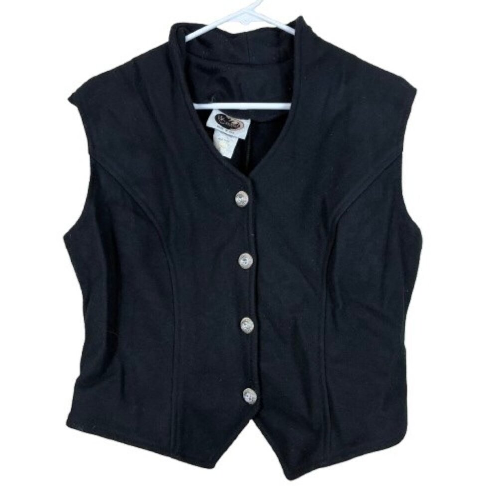 VTG 70s Western Collection Wool Vest Black Sz Medium Classic Western Americana